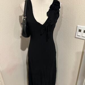Lapis black sheer midi dress. Size large